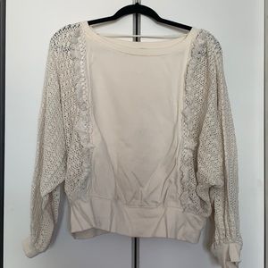 White Crochet Free People Sweater